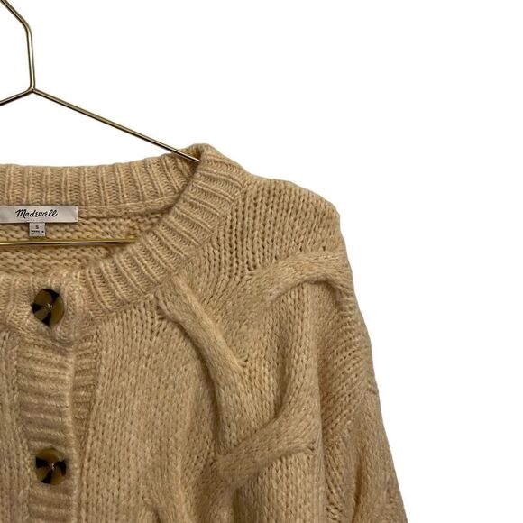 Madewell Heather Powder Cable Ashmont Cardigan Wool Blend Sweater Size Small NWT - Picture 2 of 10